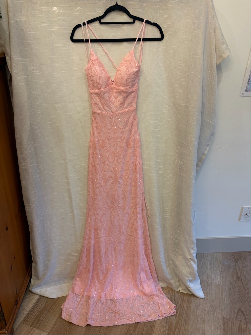 Windsor Bethanie Pink Lace Sequin Prom Gown